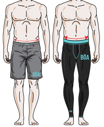 Size chart for men's leggings and shorts